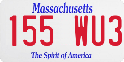 MA license plate 155WU3