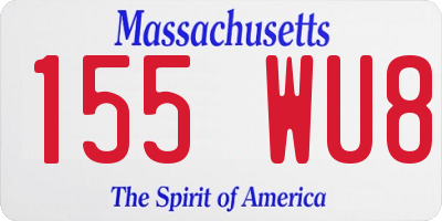 MA license plate 155WU8