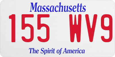 MA license plate 155WV9