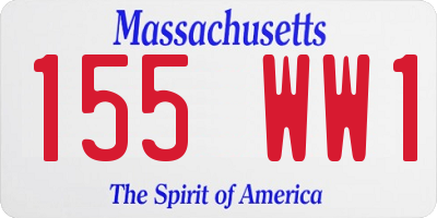 MA license plate 155WW1