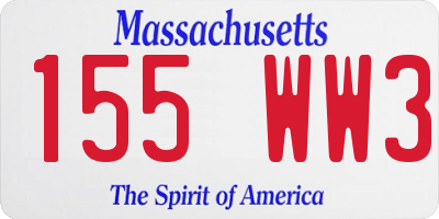 MA license plate 155WW3
