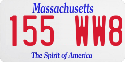 MA license plate 155WW8