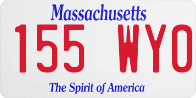 MA license plate 155WY0