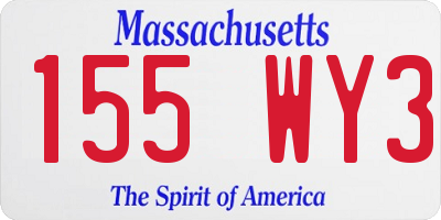 MA license plate 155WY3