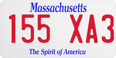 MA license plate 155XA3