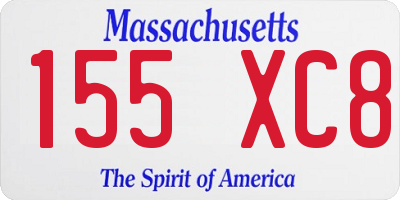 MA license plate 155XC8