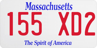 MA license plate 155XD2