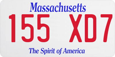 MA license plate 155XD7