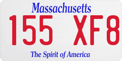 MA license plate 155XF8