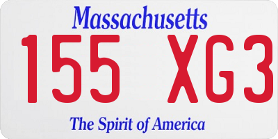 MA license plate 155XG3