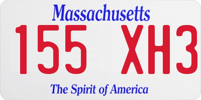 MA license plate 155XH3