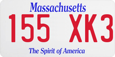 MA license plate 155XK3