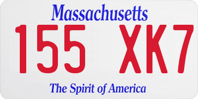 MA license plate 155XK7