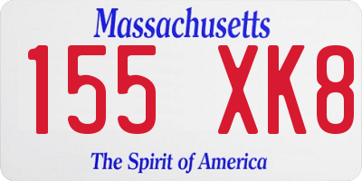 MA license plate 155XK8
