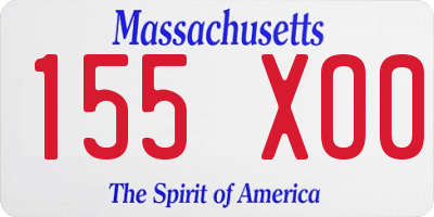 MA license plate 155XO0