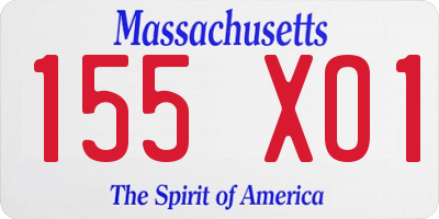 MA license plate 155XO1