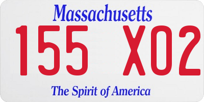 MA license plate 155XO2