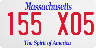 MA license plate 155XO5