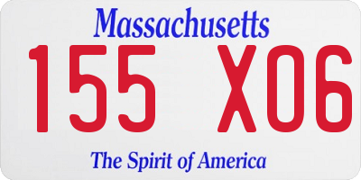 MA license plate 155XO6