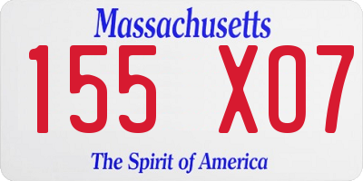 MA license plate 155XO7