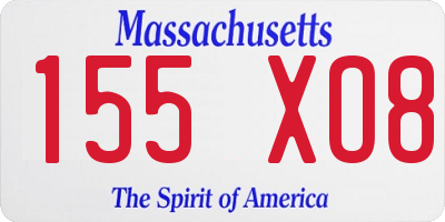 MA license plate 155XO8