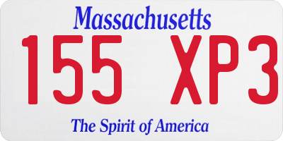 MA license plate 155XP3