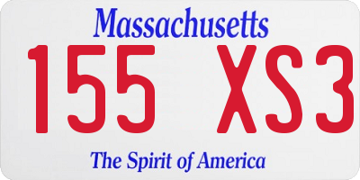 MA license plate 155XS3