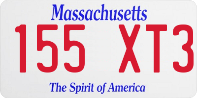 MA license plate 155XT3