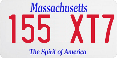 MA license plate 155XT7