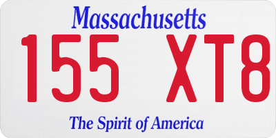 MA license plate 155XT8