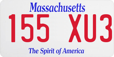 MA license plate 155XU3