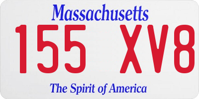 MA license plate 155XV8
