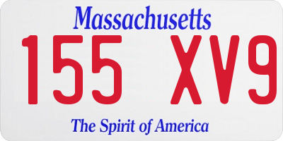 MA license plate 155XV9