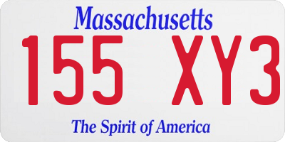 MA license plate 155XY3