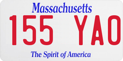 MA license plate 155YA0