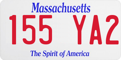 MA license plate 155YA2
