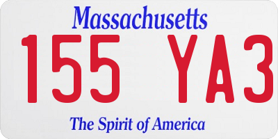 MA license plate 155YA3
