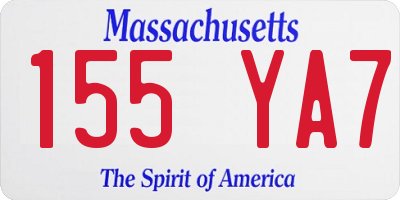 MA license plate 155YA7