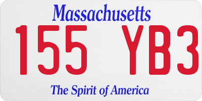 MA license plate 155YB3