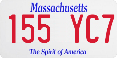 MA license plate 155YC7