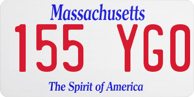 MA license plate 155YG0