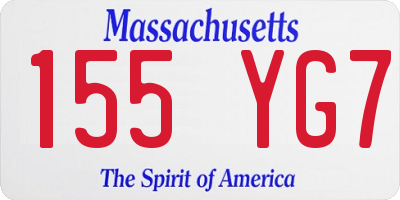MA license plate 155YG7