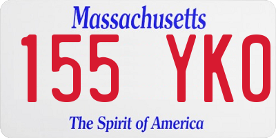 MA license plate 155YK0