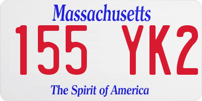 MA license plate 155YK2