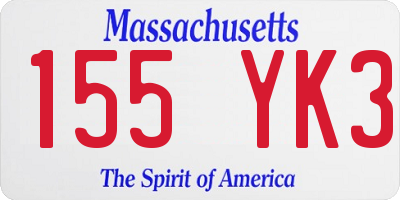 MA license plate 155YK3