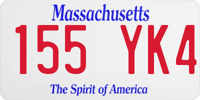 MA license plate 155YK4