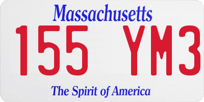 MA license plate 155YM3