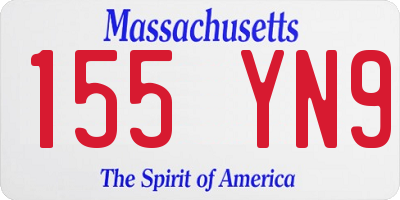 MA license plate 155YN9