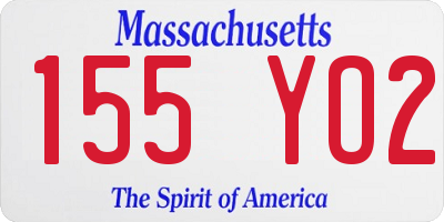 MA license plate 155YO2