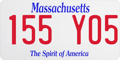 MA license plate 155YO5